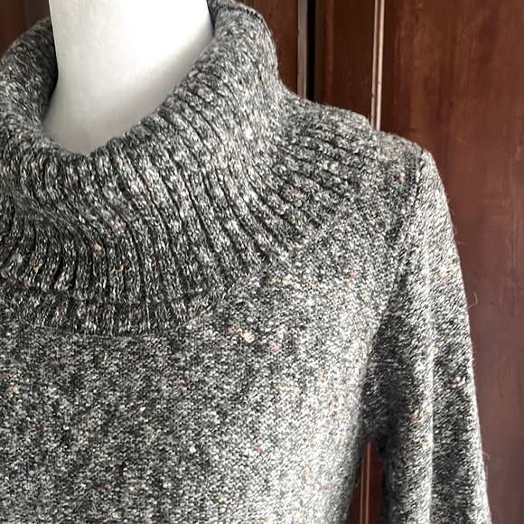 AB Studio Cowl Neck Tunic Sweater/Jumper Mini-Dress in Marled Grey. Cotton Blend - Picture 3 of 15